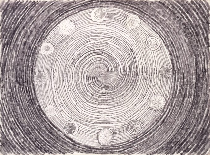 76 58 MED 1977, COSMOLOGIA, 11 x 15 in. 28 x 38 cm